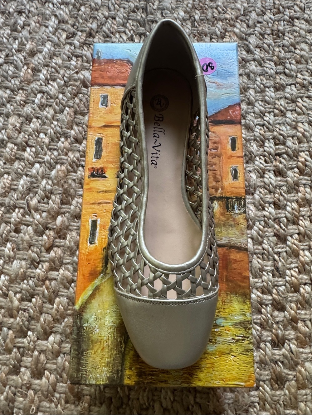 Bella Vita Women's Woven Ballet Flat in Metallic Gold-Tone